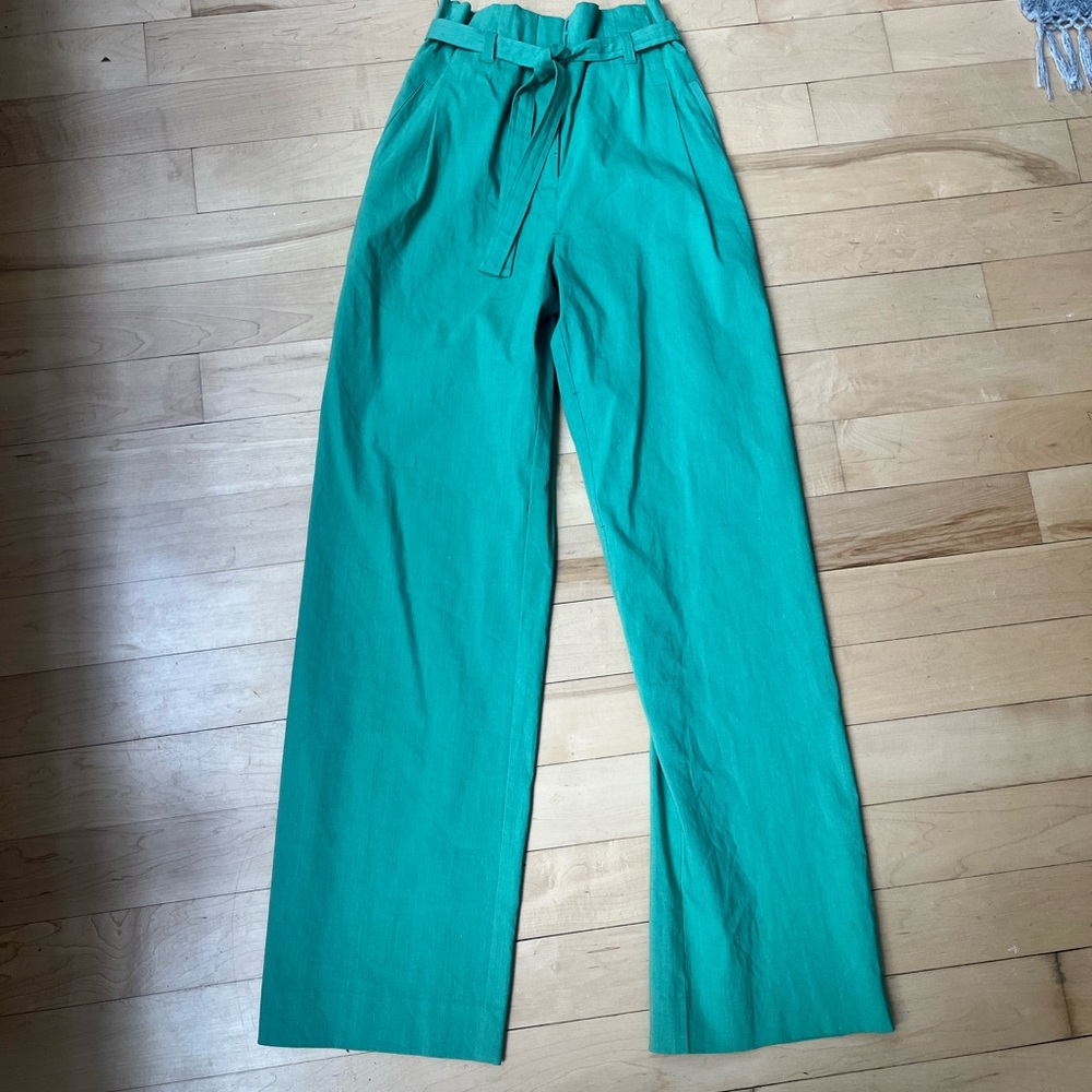 Derek lam 10 Crosby Green High waisted linen wide leg pants size 4